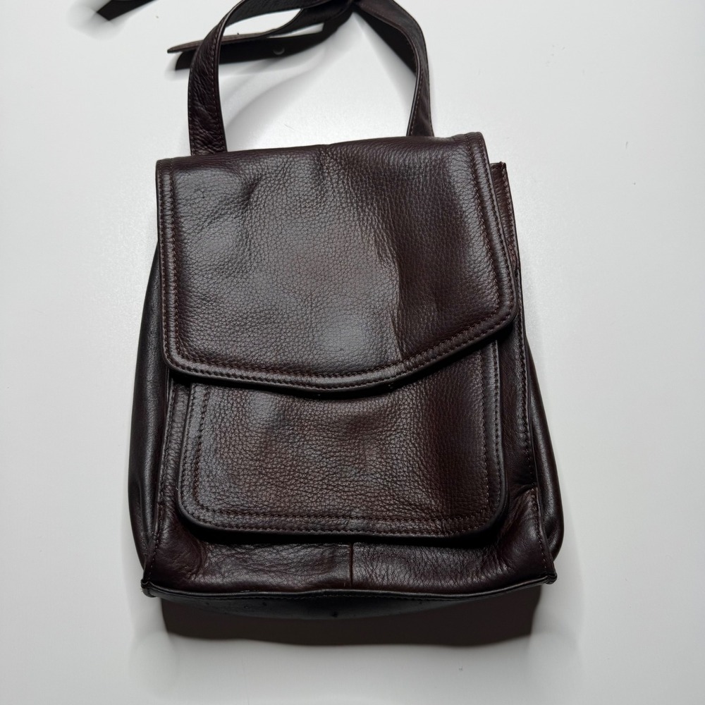 FOSSIL Vintage Brown Leather Crossbody Bag Pebbled Leather Flawed VTG